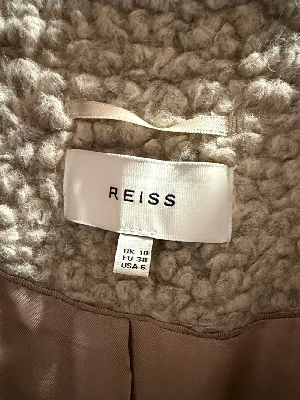 Reiss Cream Sherpa Double-Breasted Teddy Coat - Picture 2 of 4